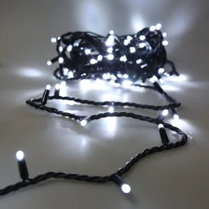 10 meter 100 LED - Lysslynge m/gummikabel - Hvit LED